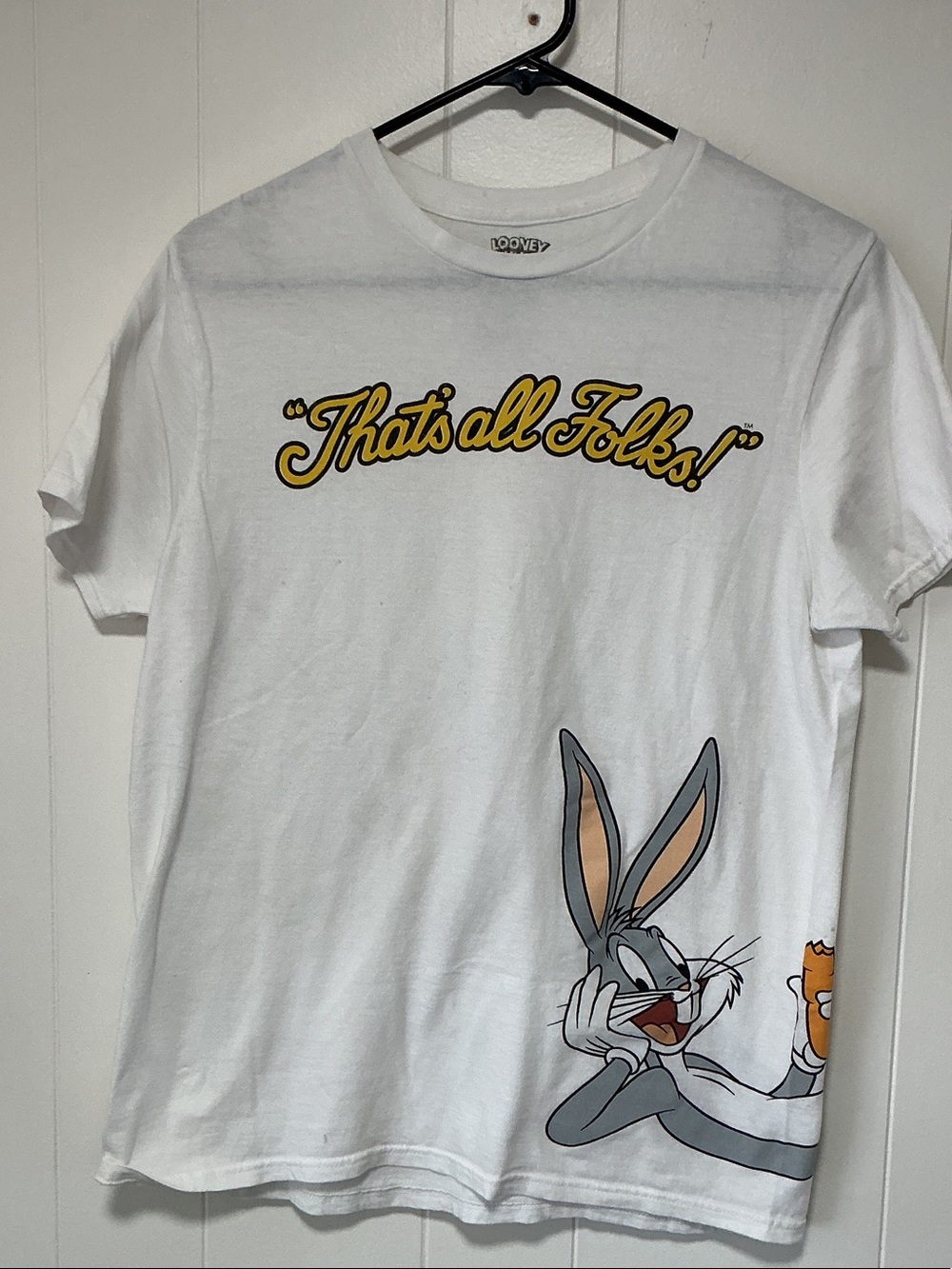Looney Tunes Bugs Bunny "That's All Folks!" White Graphic Tee